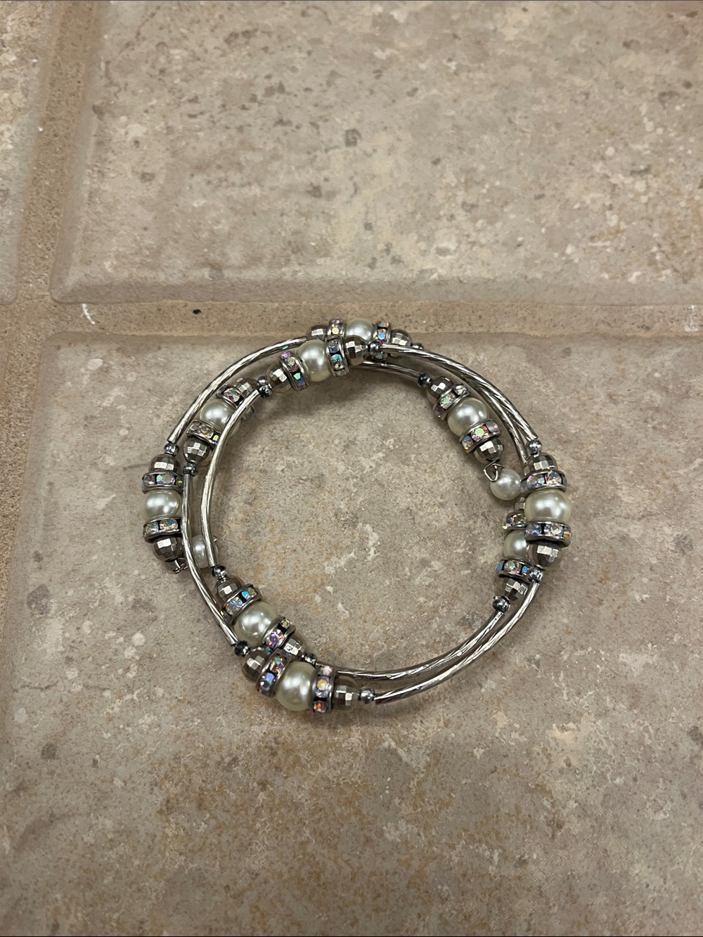 Pearl and Stone Adjustable Bracelet